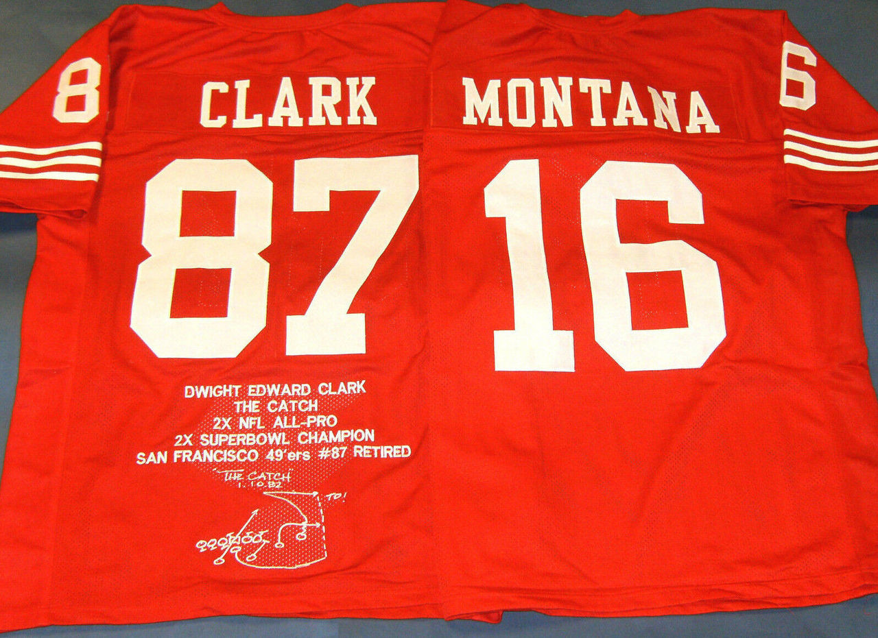 Joe Montana Dwight Clark Stat Custom San Francisco 49ers Jerseys The Catch