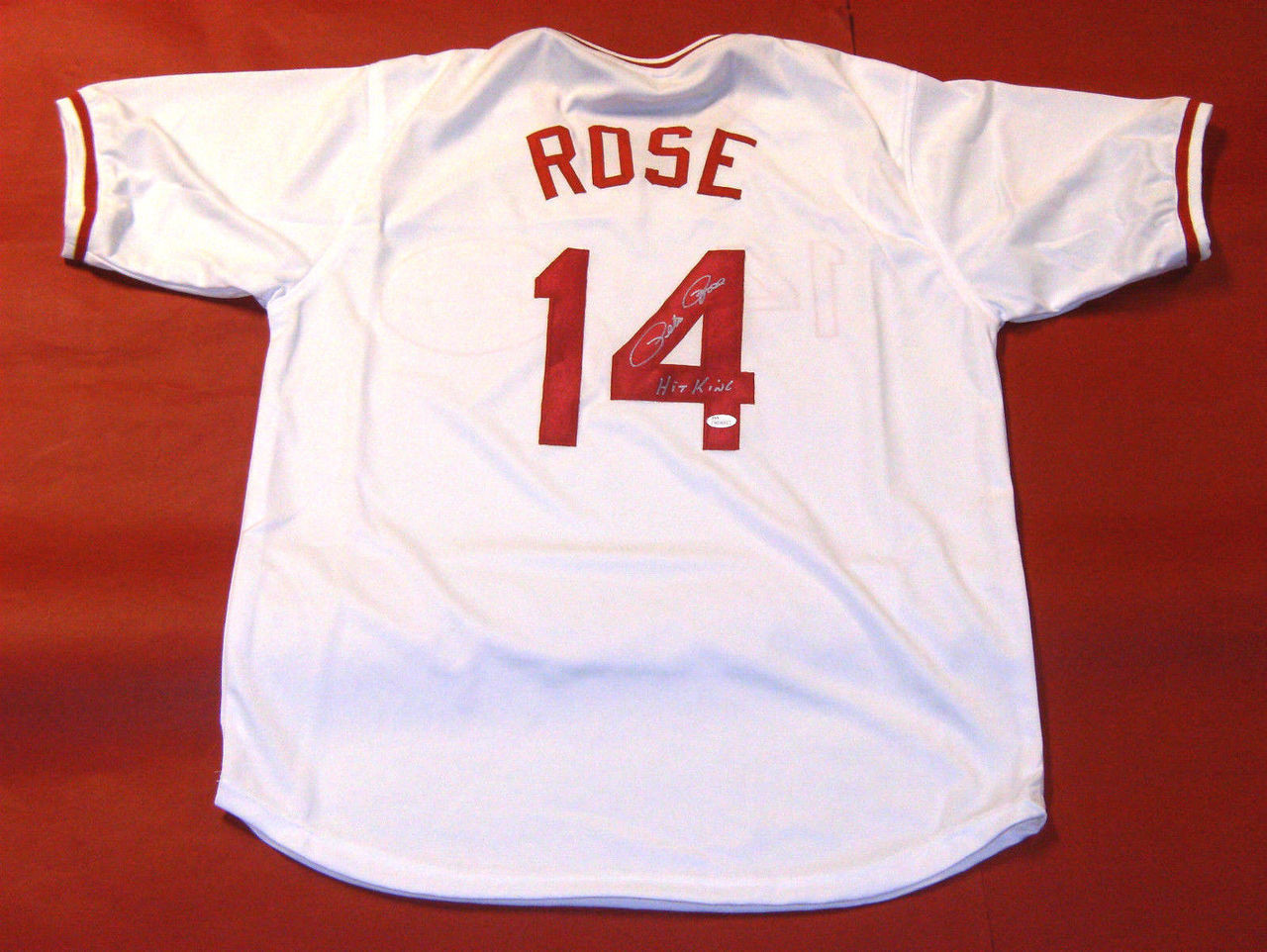 Pete Rose Autographed Cincinnati Custom Baseball Jersey - JSA COA