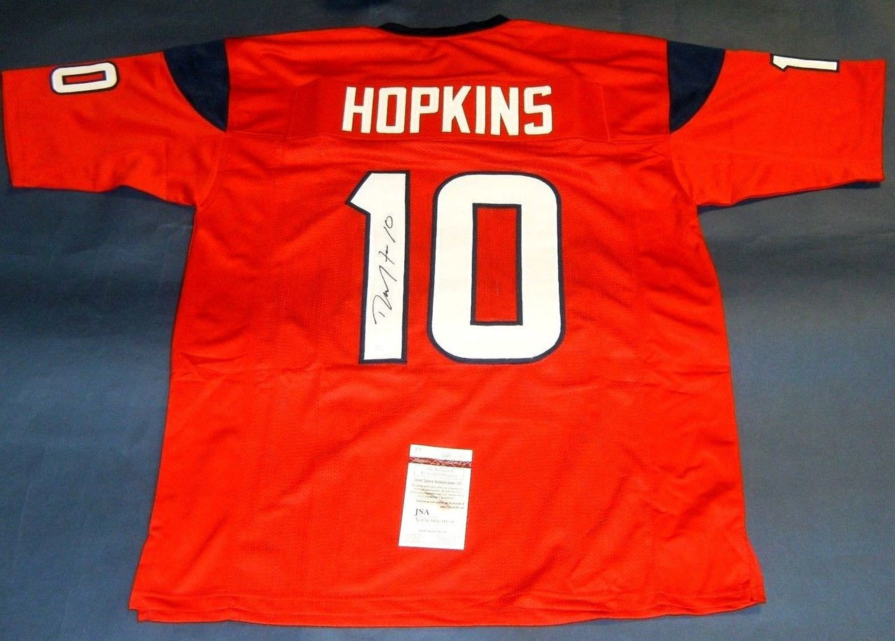 DEANDRE HOPKINS AUTOGRAPHED HOUSTON TEXANS RED JERSEY JSA