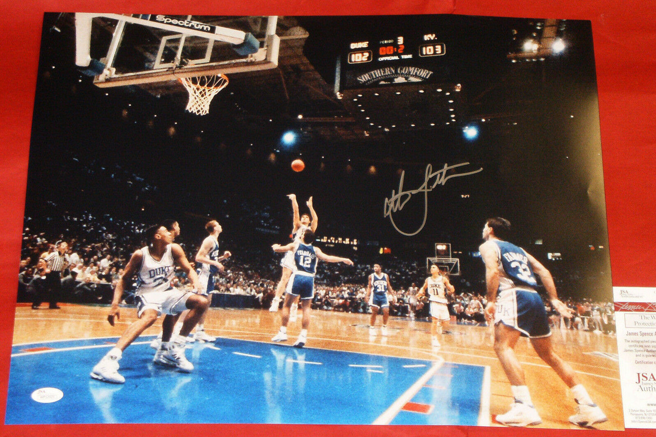 CHRISTIAN LAETTNER AUTOGRAPHED 16X20 PHOTO DUKE BLUE DEVILS LAST SHOT JSA