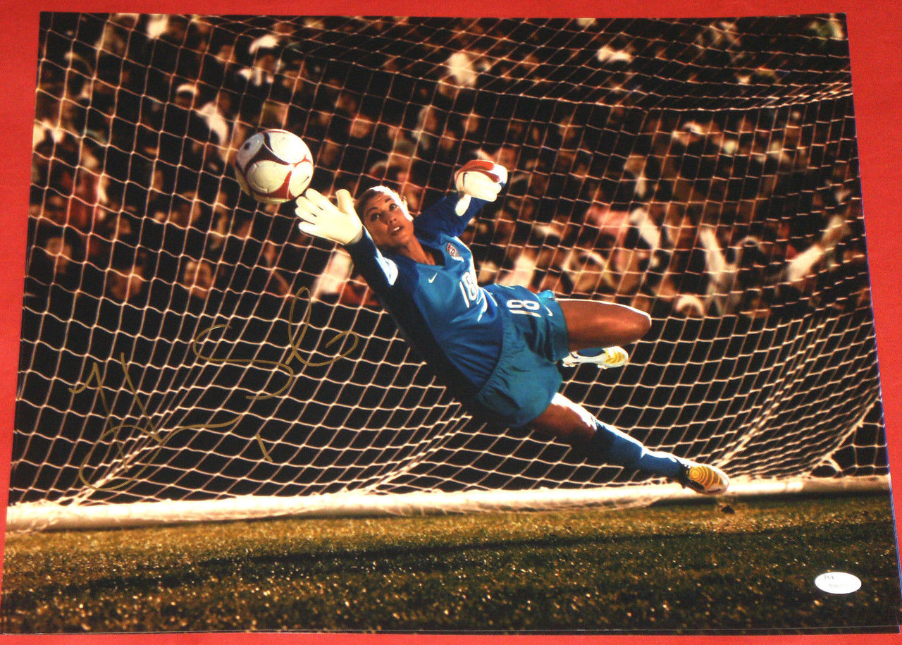 Hope Solo Autographed Team Usa 16x Photo Soccer Goalie Jsa Gold