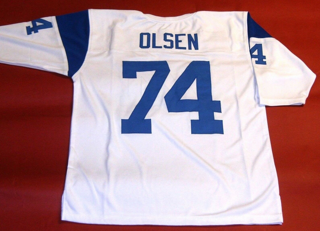 MERLIN OLSEN CUSTOM LOS ANGELES RAMS THROWBACK WHITE JERSEY FEARSOME  FOURSOME