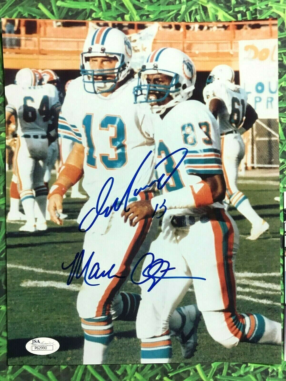 DAN MARINO MARK CLAYTON AUTOGRAPHED 8X10 PHOTO MIAMI DOLPHINS JSA