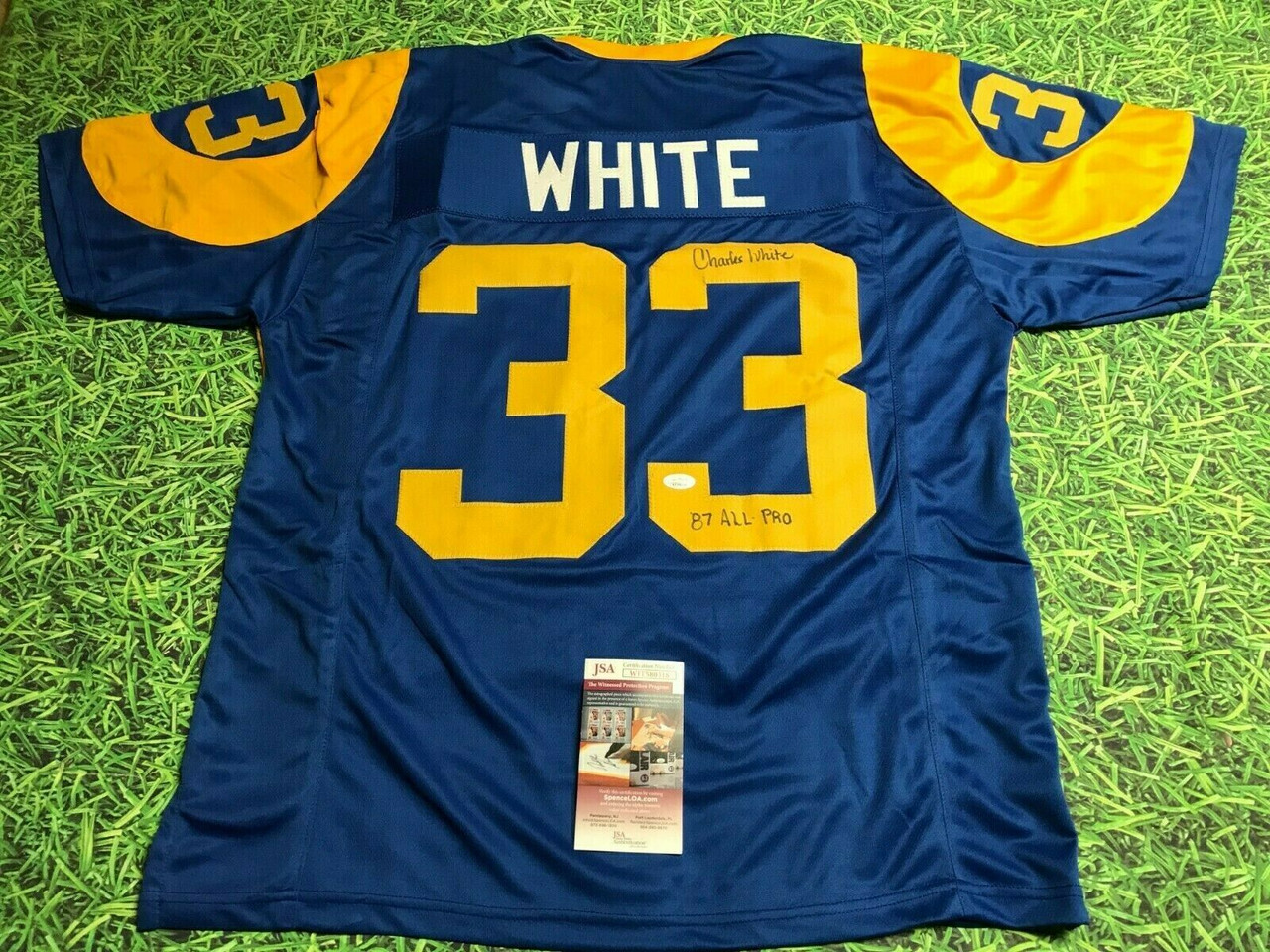 CHARLES WHITE AUTOGRAPHED LOS ANGELES RAMS TB JERSEY JSA