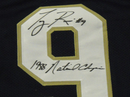 TONY RICE AUTOGRAPHED NOTRE DAME FIGHTING IRISH JERSEY AASH 1988 NATIONAL CHAMPS