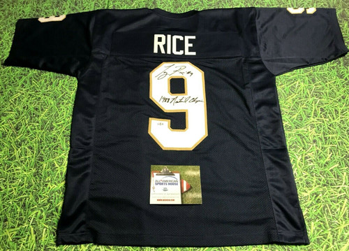 TONY RICE AUTOGRAPHED NOTRE DAME FIGHTING IRISH JERSEY AASH 1988 NATIONAL CHAMPS