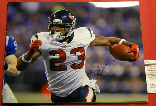 ARIAN FOSTER AUTOGRAPHED 16X20 PHOTO HOUSTON TEXANS JSA CU