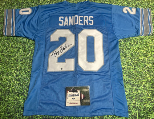 BARRY SANDERS AUTOGRAPHED DETROIT LIONS B JERSEY AASH
