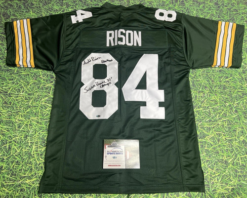 ANDRE RISON AUTOGRAPHED GREEN BAY PACKERS JERSEY BAD MOON SB 31 CHAMPS INSC AASH