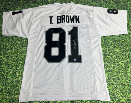 TIM BROWN AUTOGRAPHED OAKLAND LOS ANGELES RAIDERS JERSEY TB 81 APEX HOLOGRAM
