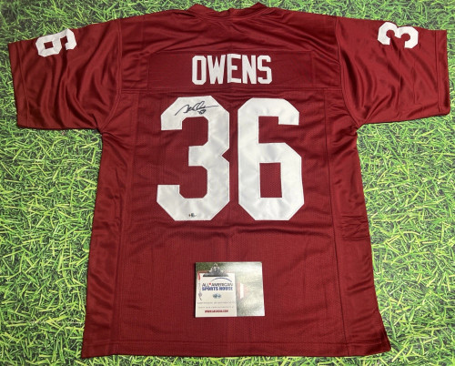 STEVE OWENS AUTOGRAPHED OKLAHOMA SOONERS JERSEY AASH HEISMAN