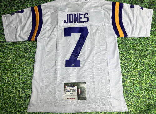 BERT JONES AUTOGRAPHED LSU TIGERS JERSEY LOUISIANA STATE RUSTEN RIFLE COLTS AASH