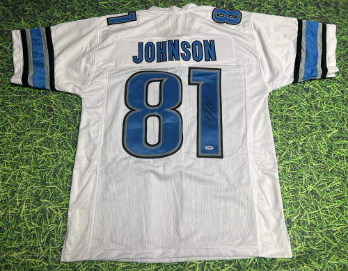 CALVIN JOHNSON AUTOGRAPHED DETROIT LIONS W JERSEY PSA DNA
