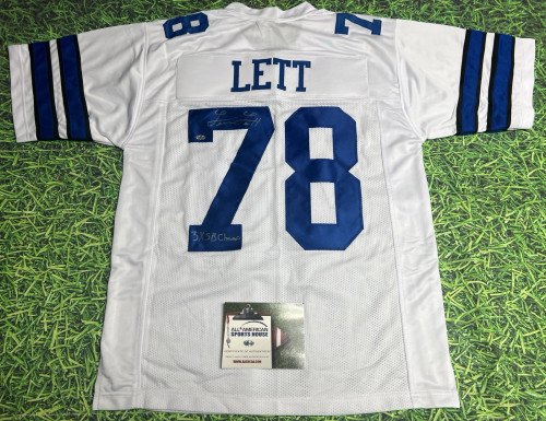LEON LETT AUTOGRAPHED DALLAS COWBOYS JERSEY 3X SB CHAMP AASH