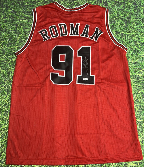 DENNIS RODMAN AUTOGRAPHED CHICAGO BULLS R JERSEY JSA
