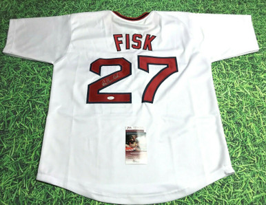 CARLTON FISK AUTOGRAPHED BOSTON RED SOX JERSEY JSA PUDGE