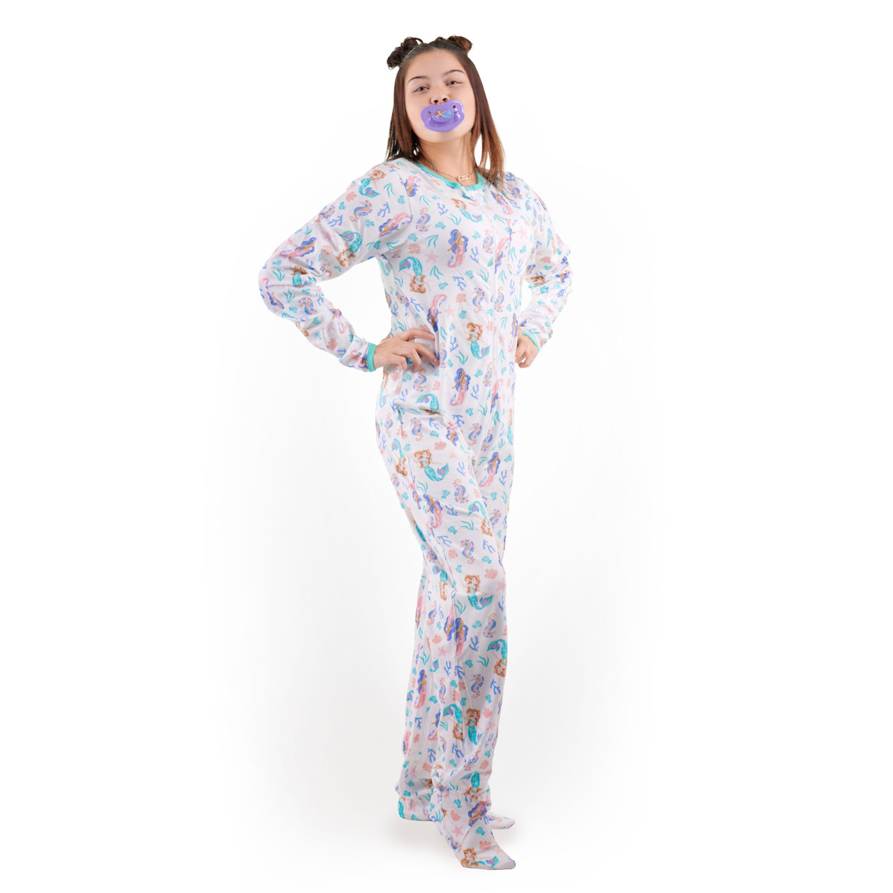 Mermaid Tales Zippered Adult Footed Jammies