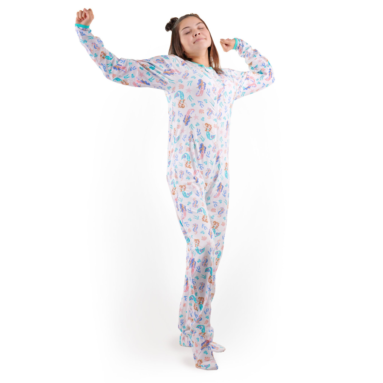 Mermaid Tales Zippered Adult Footed Jammies