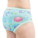 Modeled Lil' Monsters adult training pants, side-view.