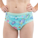 Modeled training pants, front-view.