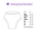 Training pants size chart.