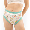 Modeled Alpaca adult training pants, front-view.