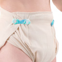 Model wearing ABZ Pin-Free Diaper Fasteners.
