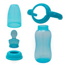 Separated pieces of Blue Easy Grip adult bottle.