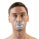 Male model using Silicone Pacifier, front-view.