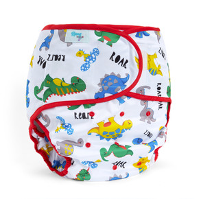 Dinosaur diaper wrap, front-view.