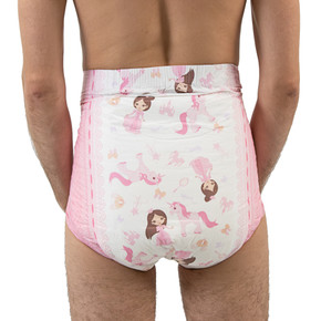 Modeled back-view of Princess Pink diaper.