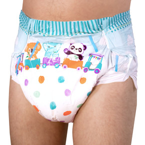Front-view of modeled critter caboose diaper.