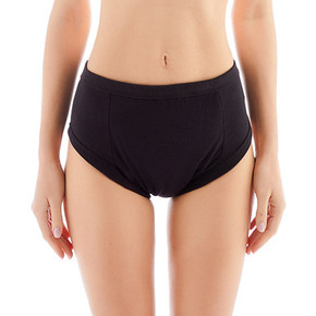 Modeled washable protective briefs, front-view.