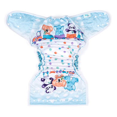 Critter Caboose adult diaper wrap extended open, outer-side.