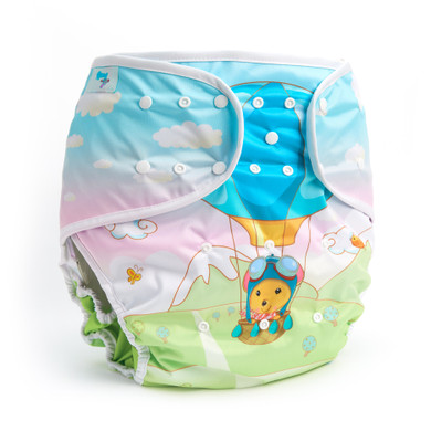 Daydreamer snap-on diaper wrap, front-view.