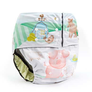 Barnyard pocket diaper, front-view.