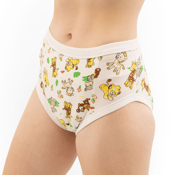 Modeled Safari adult training pants, side-view.