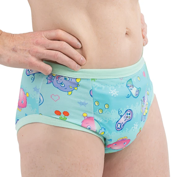 Side-view of modeled Lil' Monsters adult training pants.
