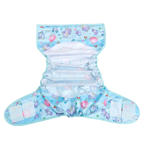 Monsters diaper wrap extended open, inner-side.