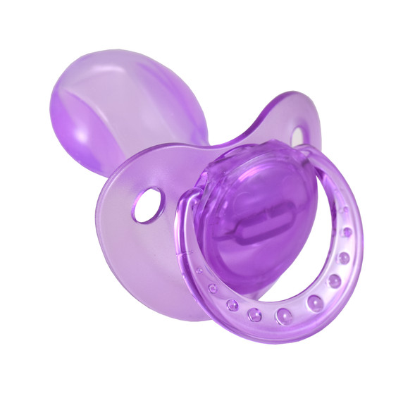 Purple adult pacifier with small shield