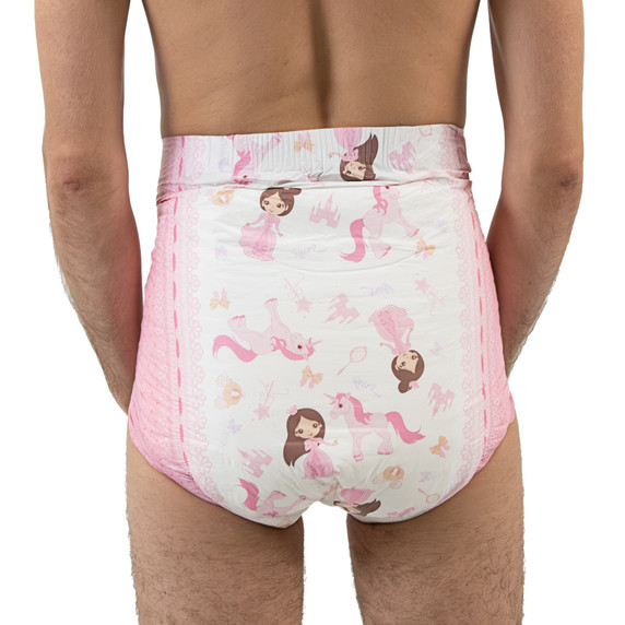 Modeled back-view of Princess Pink diaper.