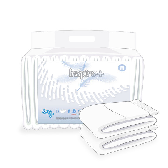 Inspire+ illustration of bag with 2 diapers
