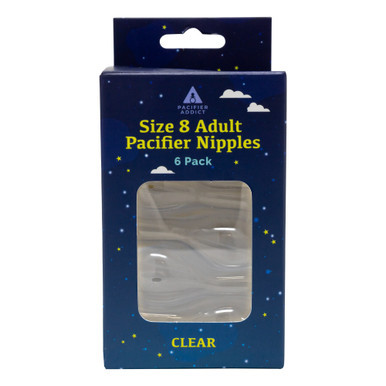 Adult Baby Size 8 Pacifier Teat Clear 6 Pack | Pacifier Addict
