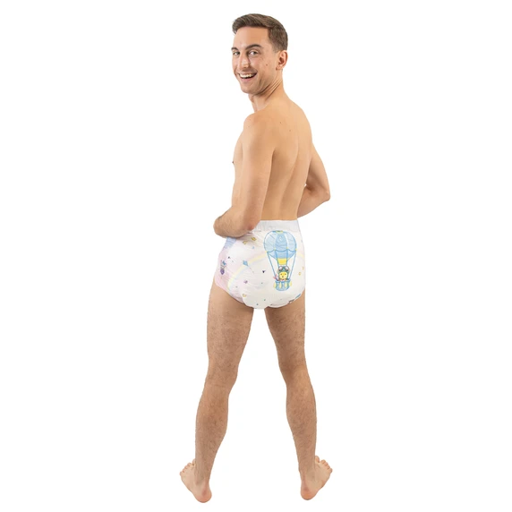 Male model wearing Daydreamer Diaper, back-view.