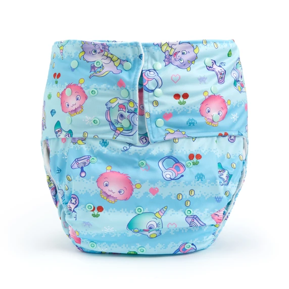Lil Monsters breathable adult pocket diaper, front-view.