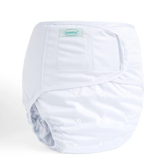 White velcro diaper cover wrap, front-view.