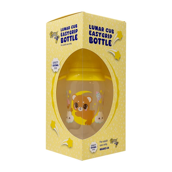 Lunar Cub Easy Grip adult bottle box with bottle inside.