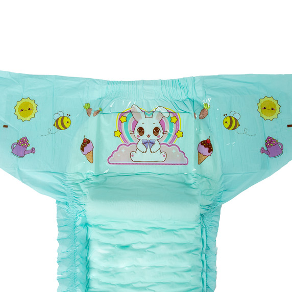 Extended flaps of Adult Diaper with Bunnyboo design.