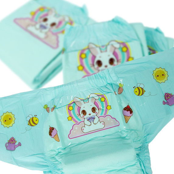 Extended flaps of Adult Diaper with Bunnyboo design.