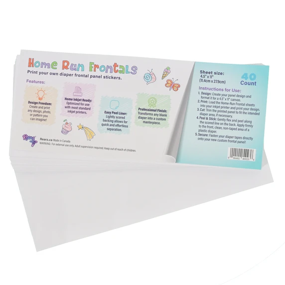 Home Run Frontals - Printable Custom Diaper Panel Stickers